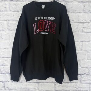 Christian Crewneck Sweatshirt Women 2X Black Let All You Do Be Done In LOVE NWOT